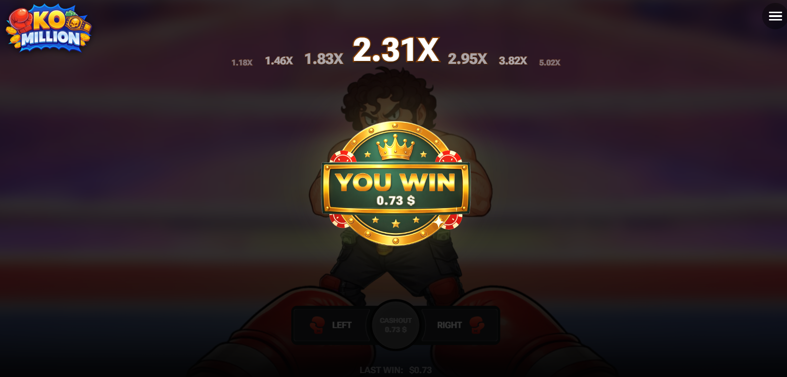 Wygrana walka w KO Million z napisem You Win po Cashout
